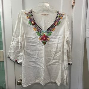 Embroidered linen shirt